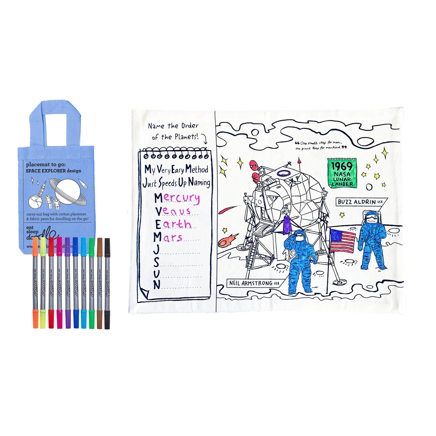 Kids Coloring Mat - Space Explorer Placemat to Go - DIY