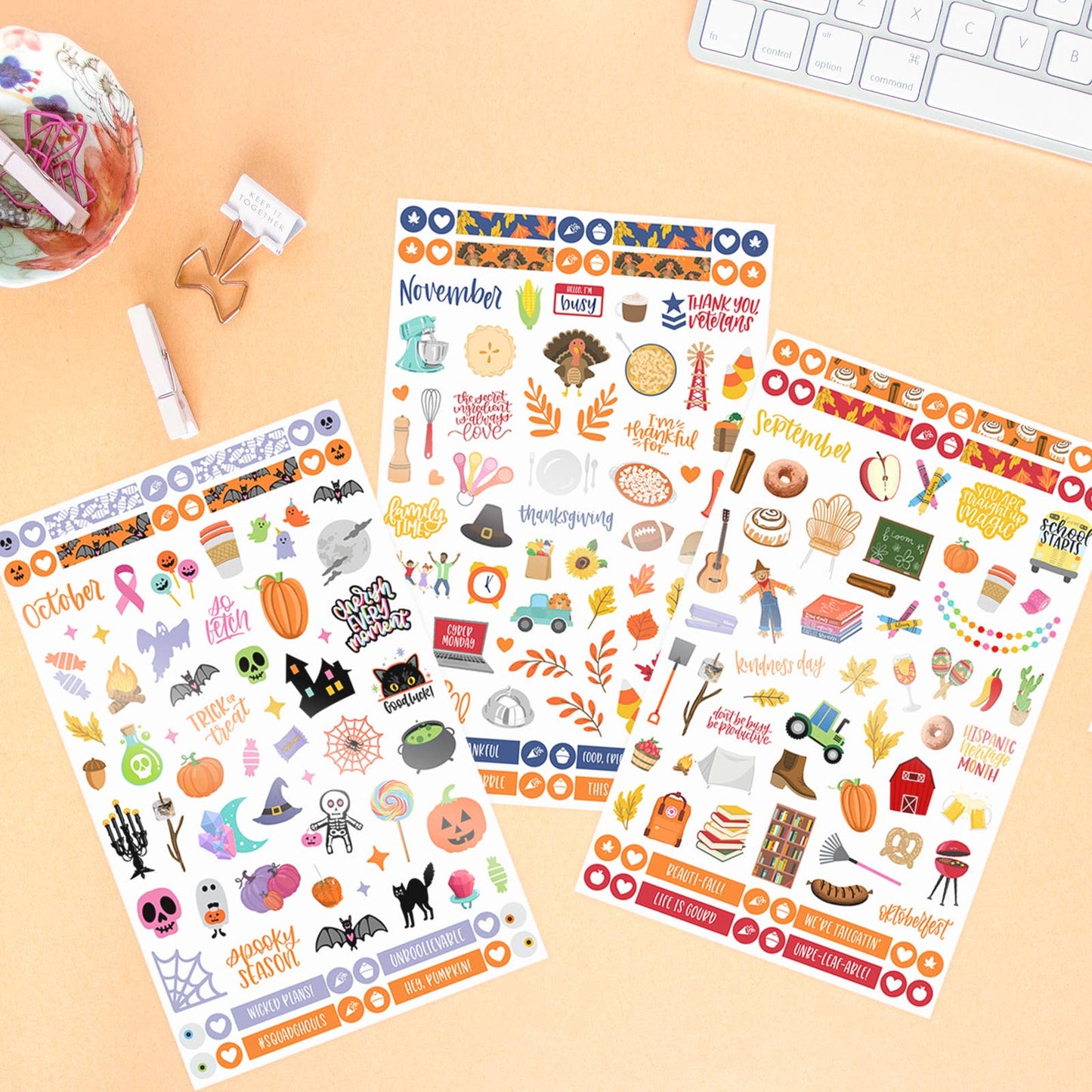 Planner Sticker Pack, 14 Page Monthly Celebrations