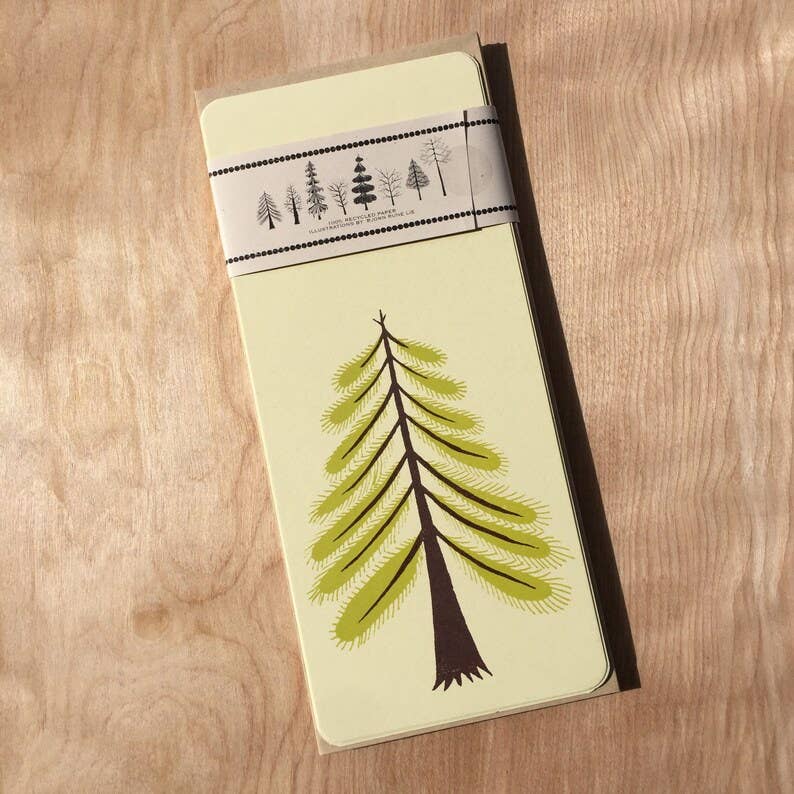 Green Trees Letterpress Cards