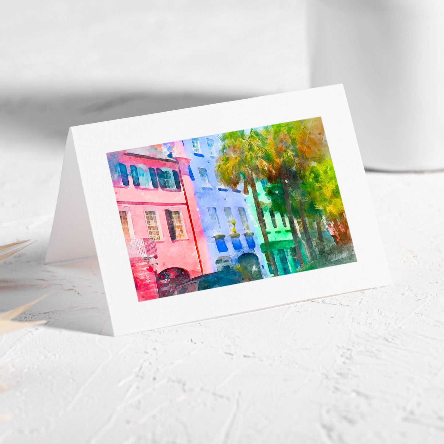 Rainbow Row Blank Card