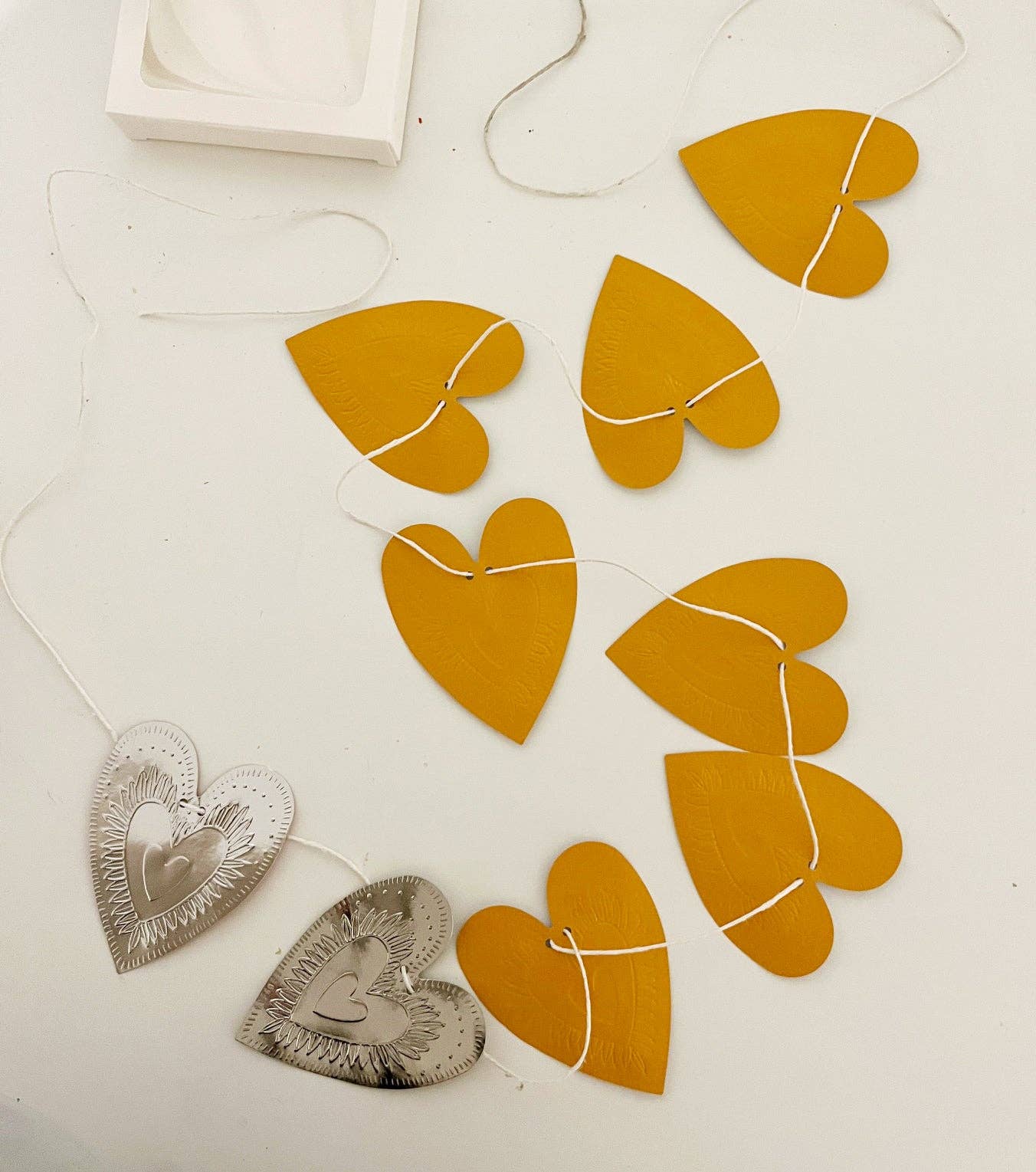 Faux-Tin Heart Bunting - reversible - orange