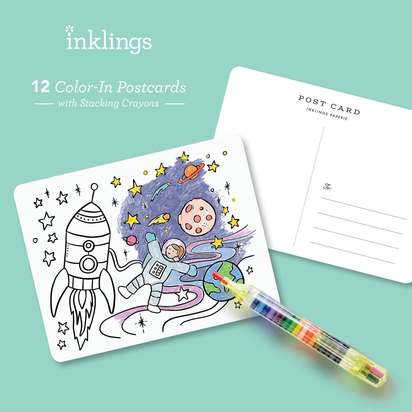 Color-In Postcard Kit -Kids Adventure