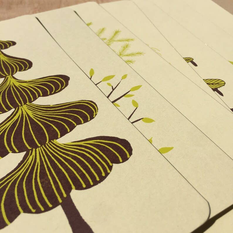 Green Trees Letterpress Cards
