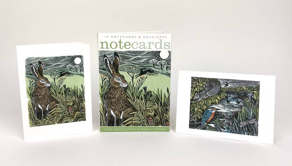 Kingfisher & Squirrels / Hares Notecards - Angela Harding