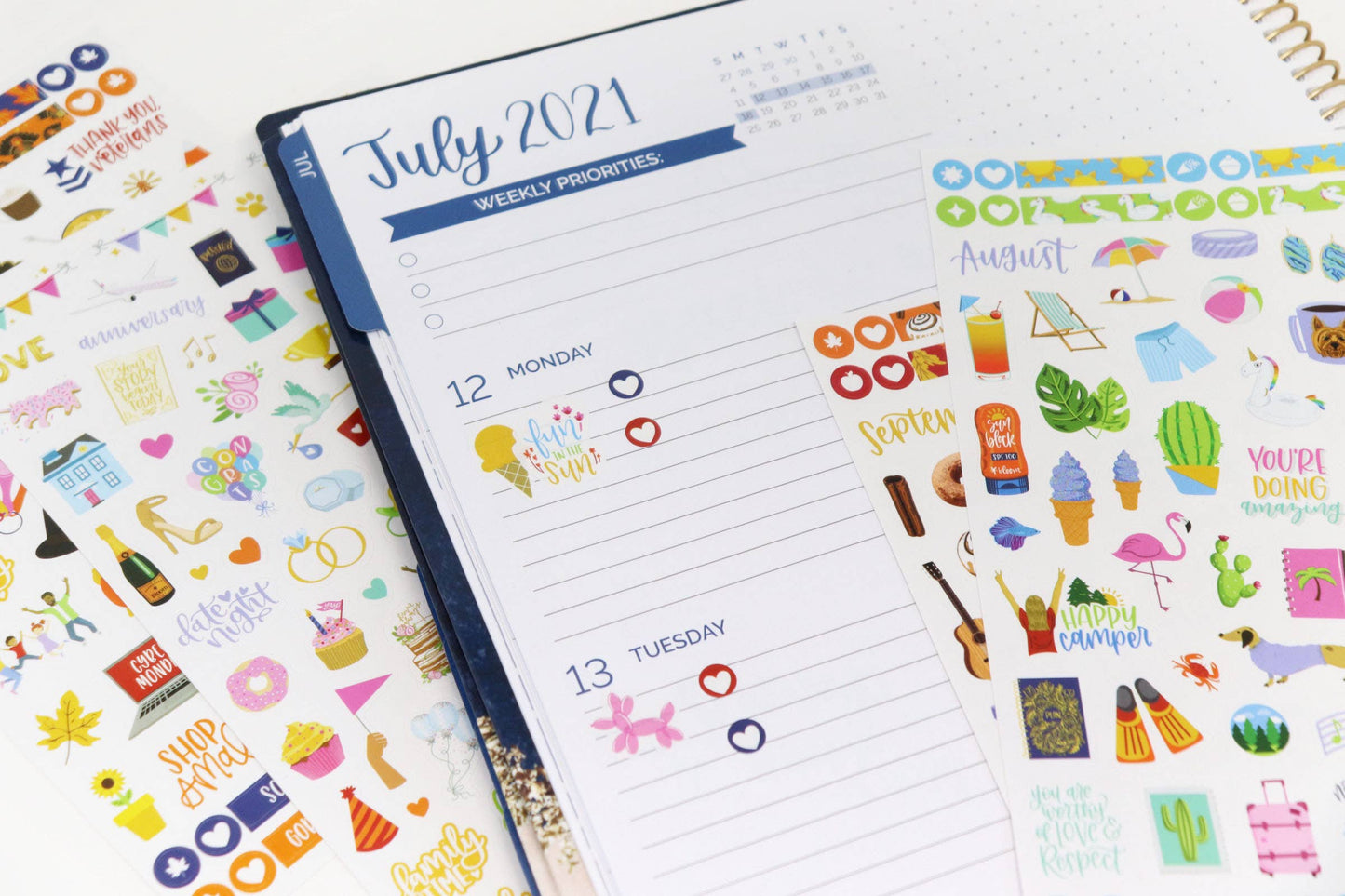 Planner Sticker Pack, 14 Page Monthly Celebrations