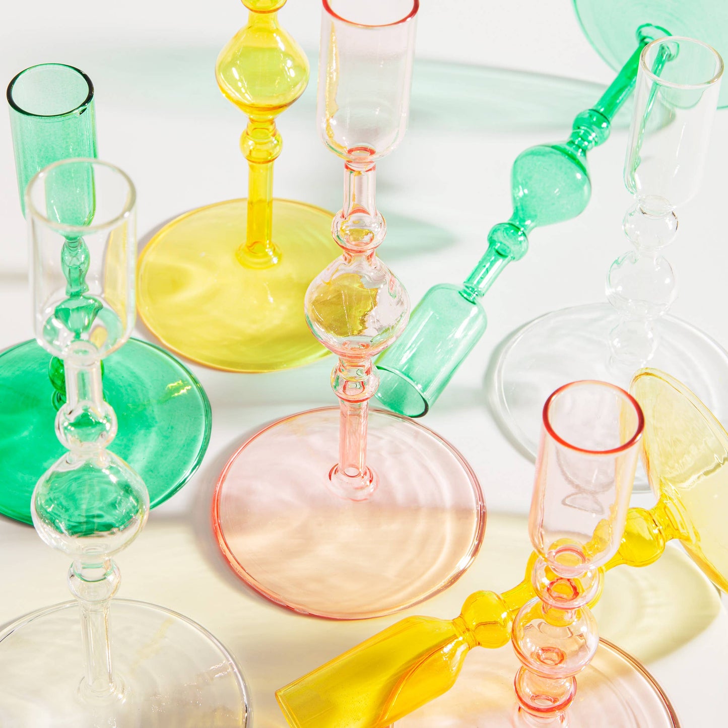 Glass Candlestick Holder in Tall: Clear