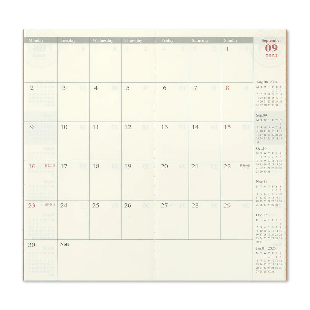 TRAVELER'S Notebook Refill - 2024 Monthly