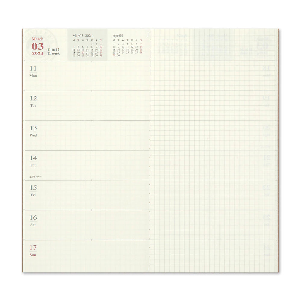 TRAVELER'S Notebook Refill - 2024 Weekly + Memo
