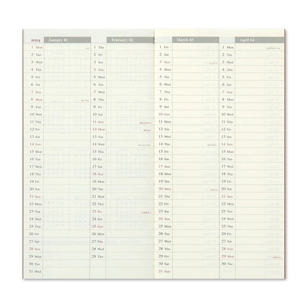 TRAVELER'S Notebook Refill - 2024 Weekly + Memo