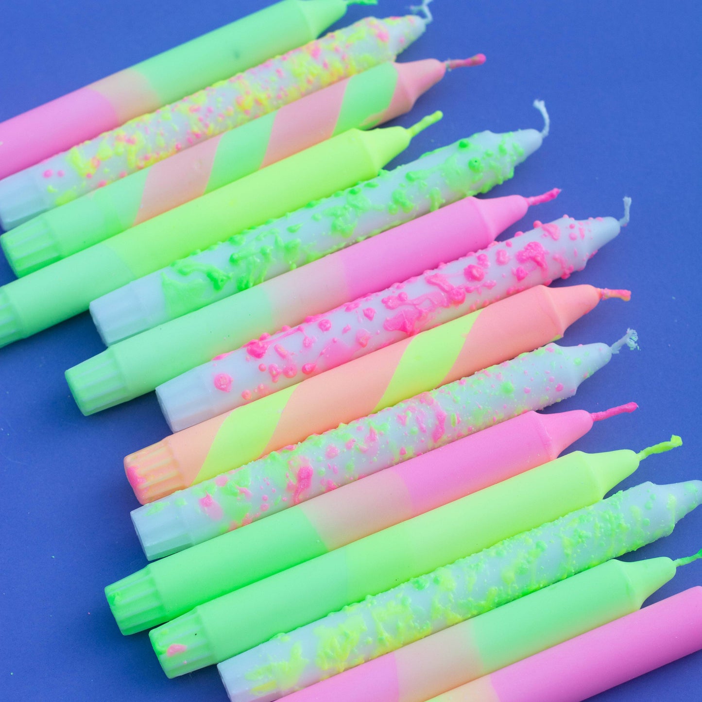 Taper candles- neon colours mix