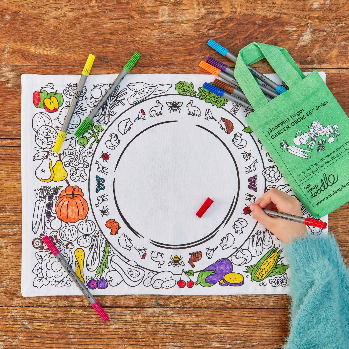 Kids Craft Kit - Coloring Playmat - Garden, Grow, Eat!