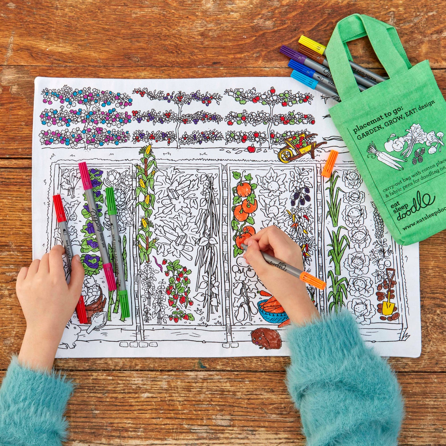 Kids Craft Kit - Coloring Playmat - Garden, Grow, Eat!