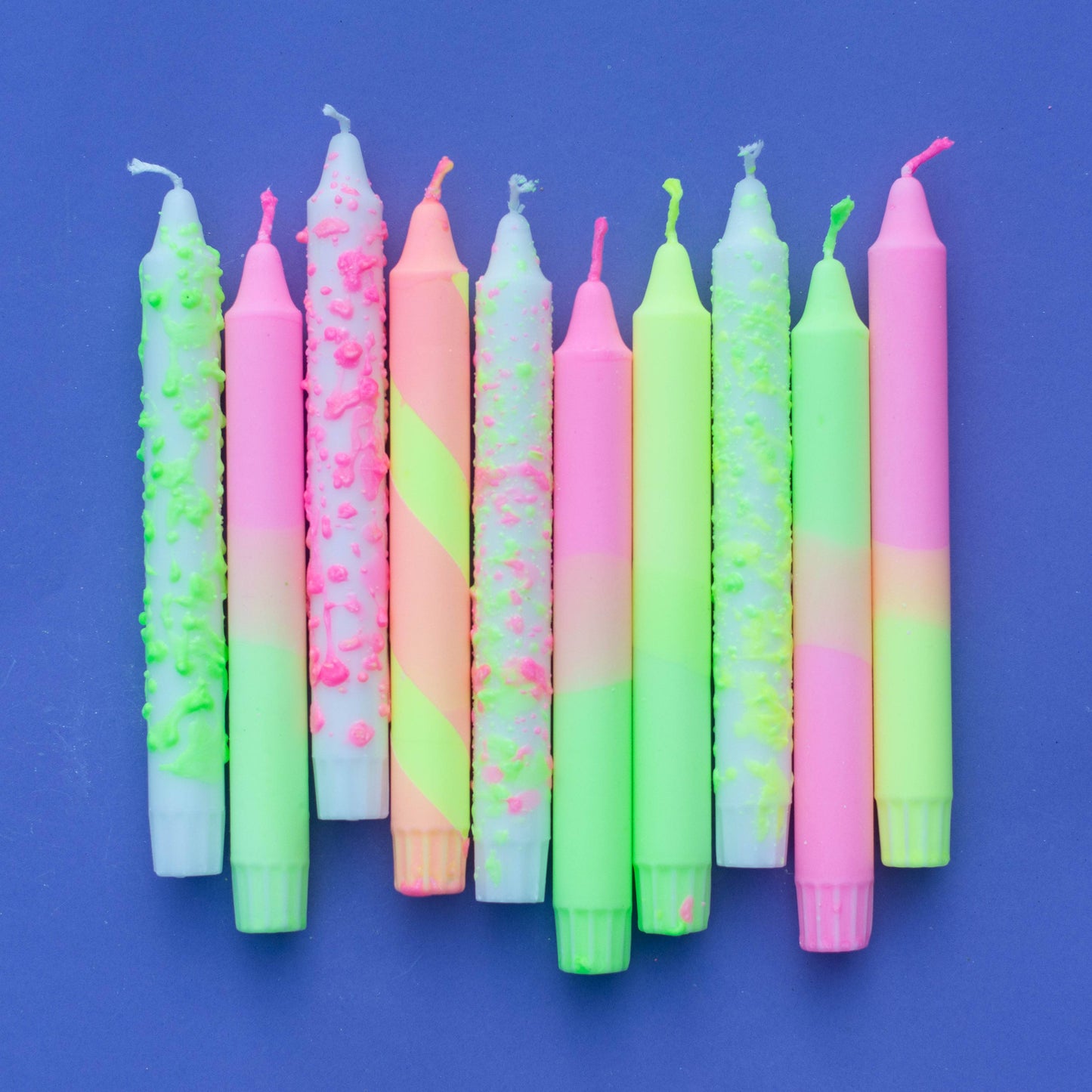 Taper candles- neon colours mix