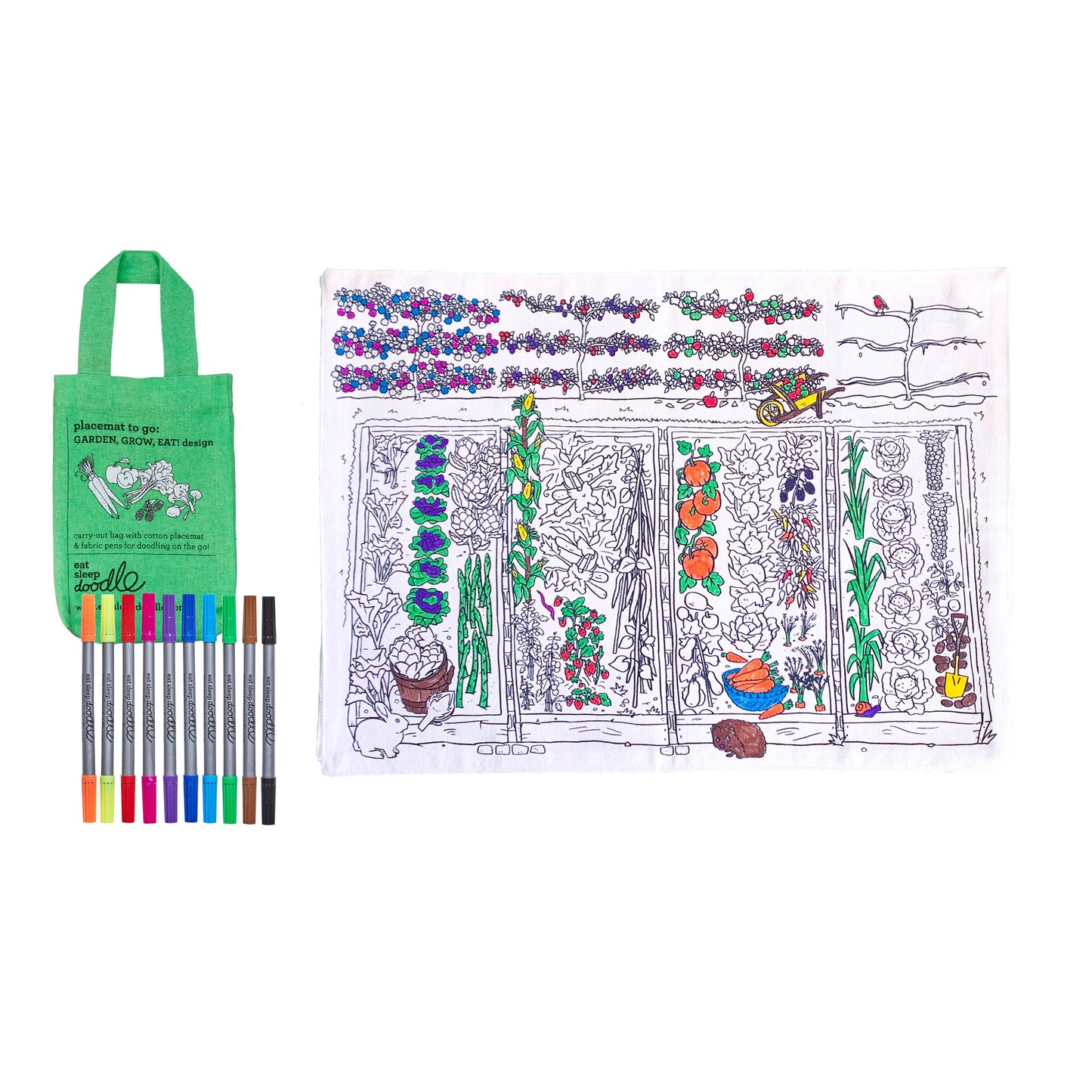 Kids Craft Kit - Coloring Playmat - Garden, Grow, Eat!