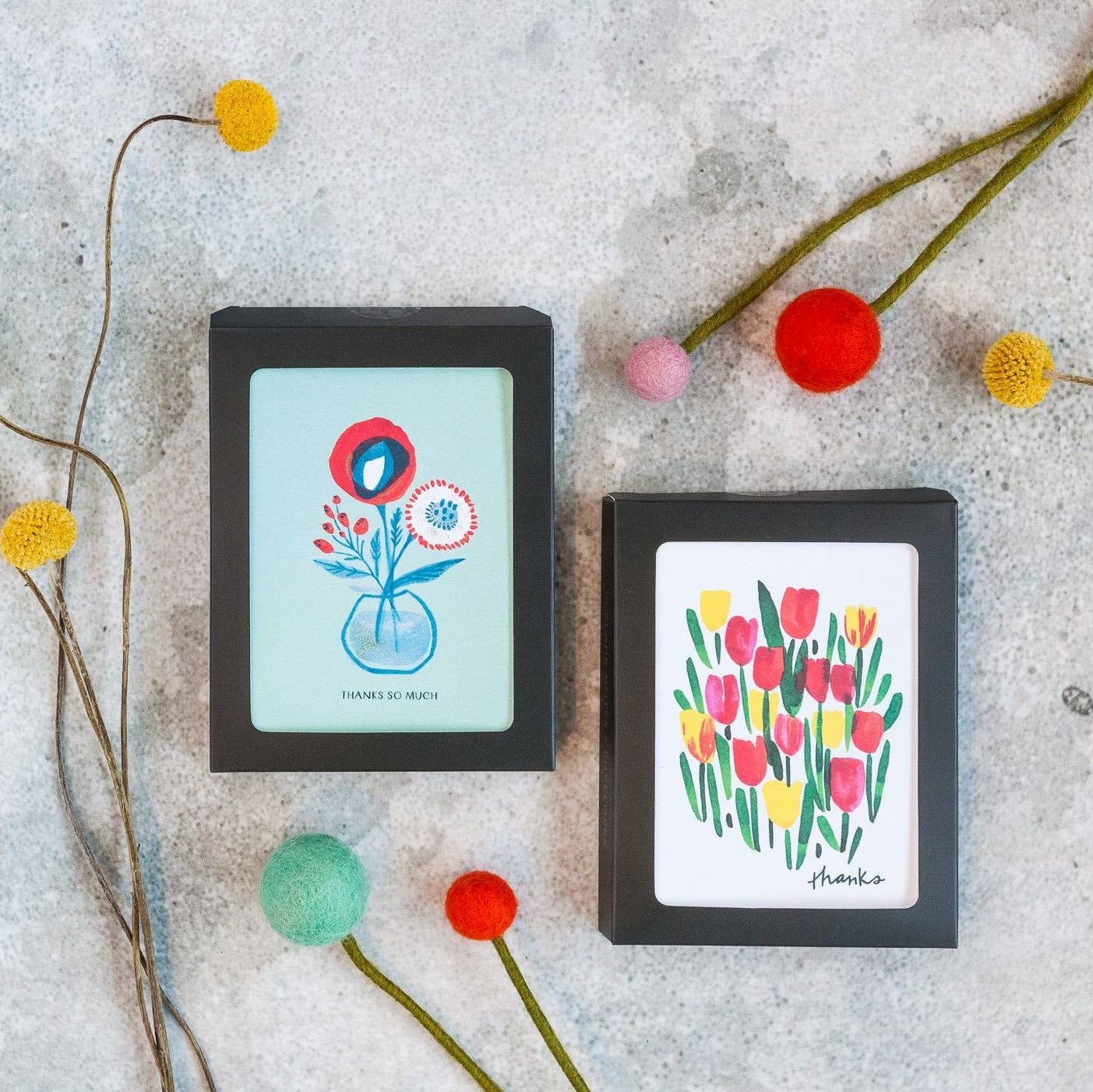 Red & Blue Vase Boxed Thank You Cards - Set of 10