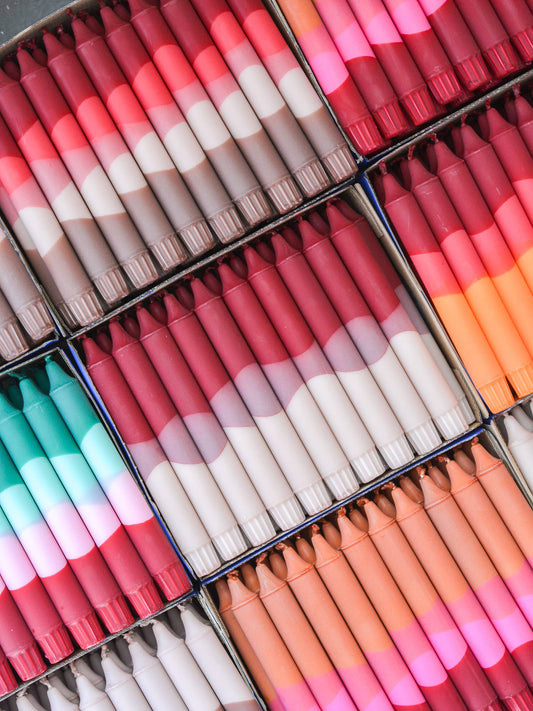 Taper candles- Burgundy & Beige