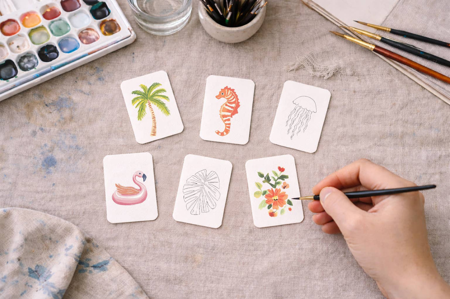 Paintable Watercolor Card Deck - Tropical Island