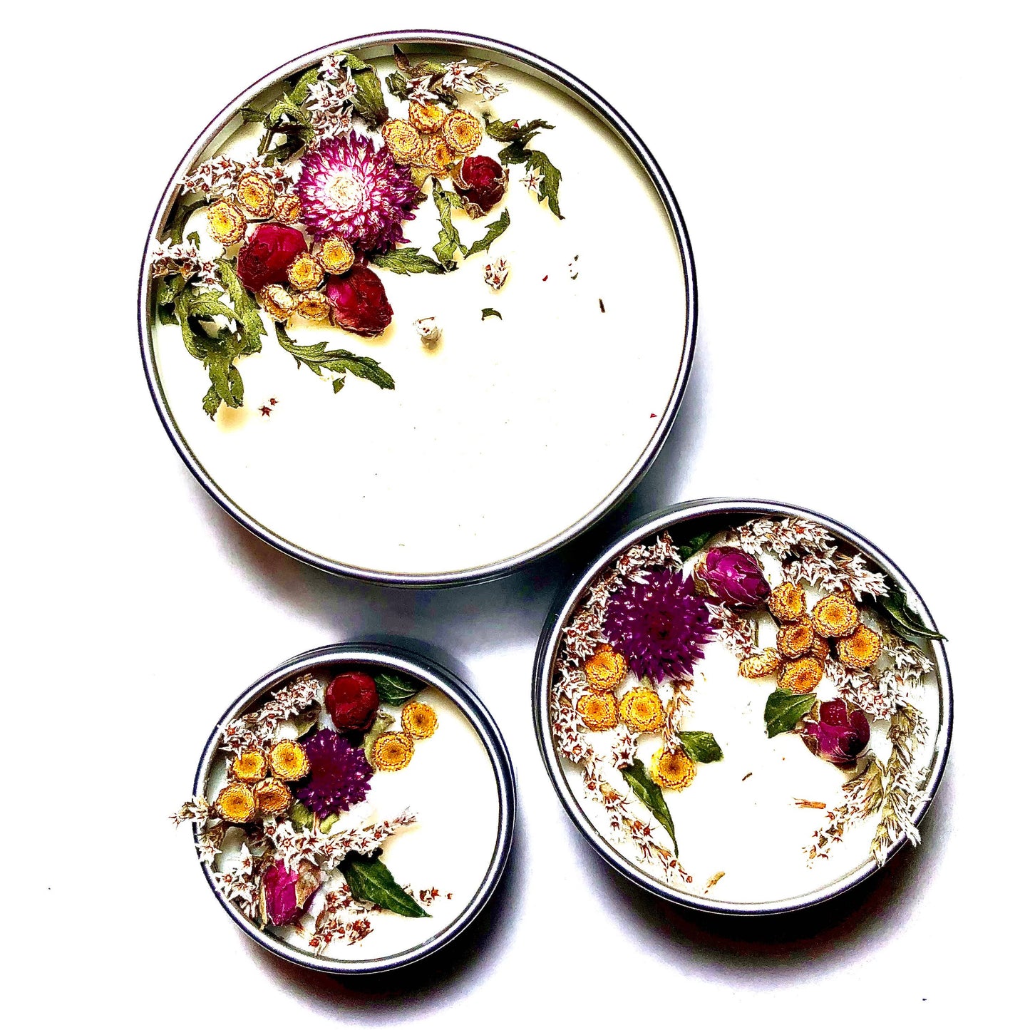 "Wildflowers" Botanical Soy Candle with flowers: 4 oz.