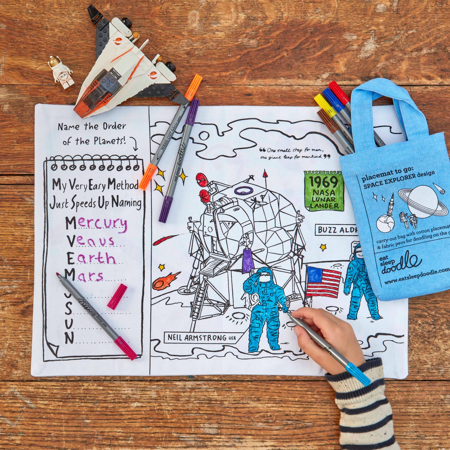 Kids Coloring Mat - Space Explorer Placemat to Go - DIY
