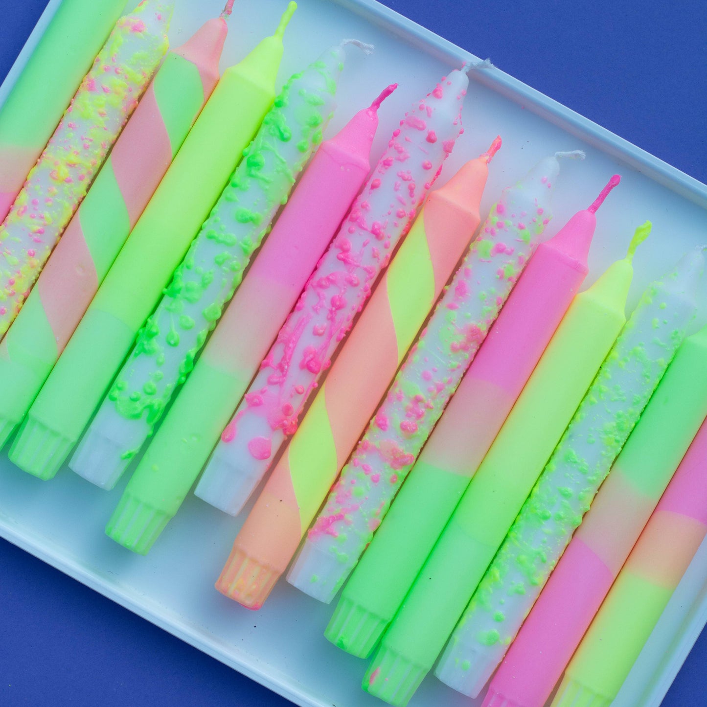Taper candles- neon colours mix