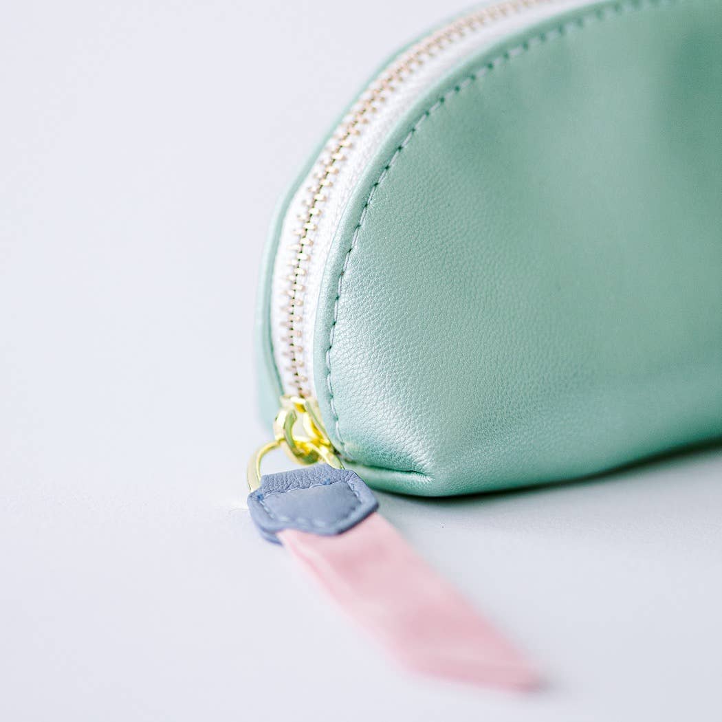 Luxe Slim Pencil Pouch - Metallic Seafoam Green