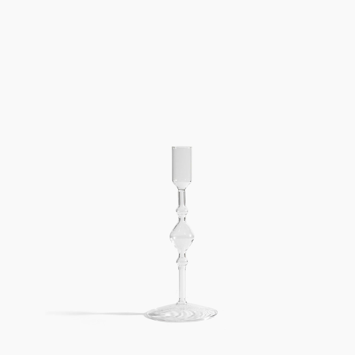 Glass Candlestick Holder in Tall: Clear