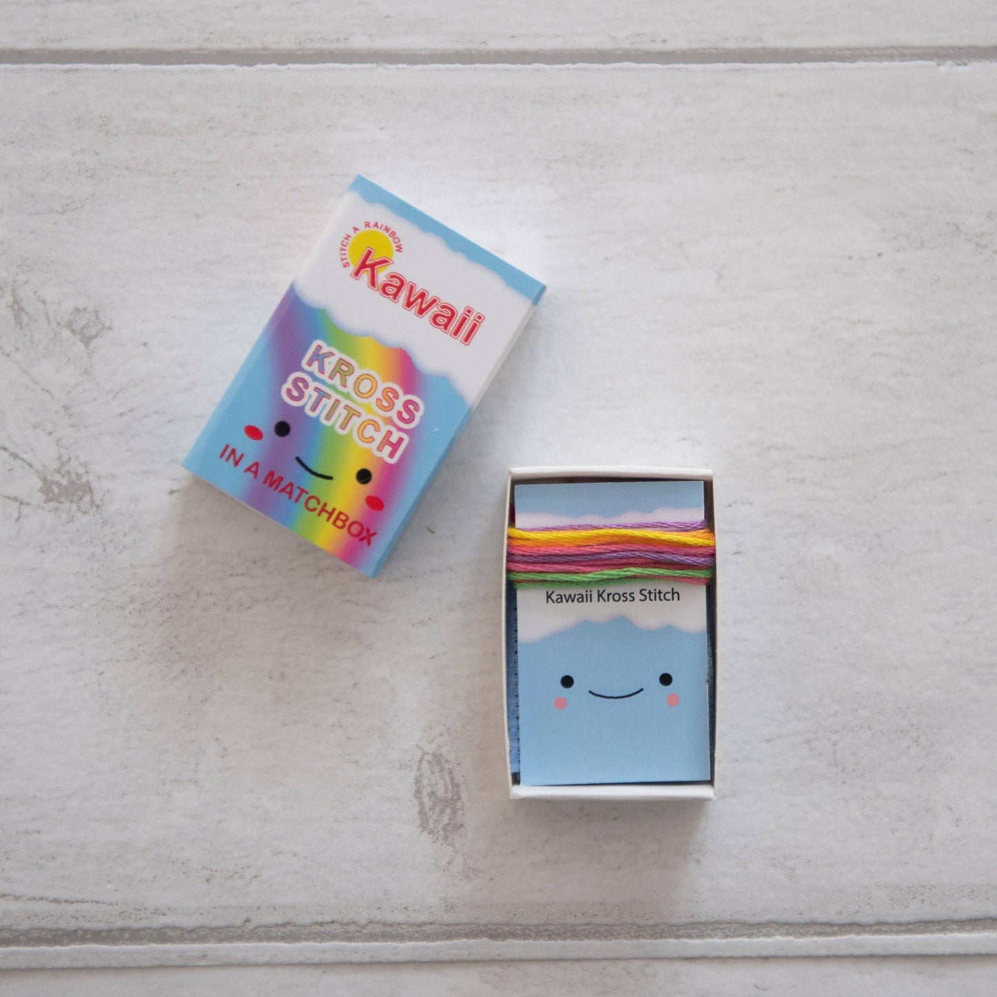 Kawaii Rainbow Arc Mini Cross Stitch Kit In A Matchbox