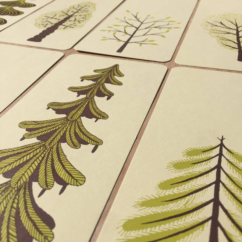 Green Trees Letterpress Cards
