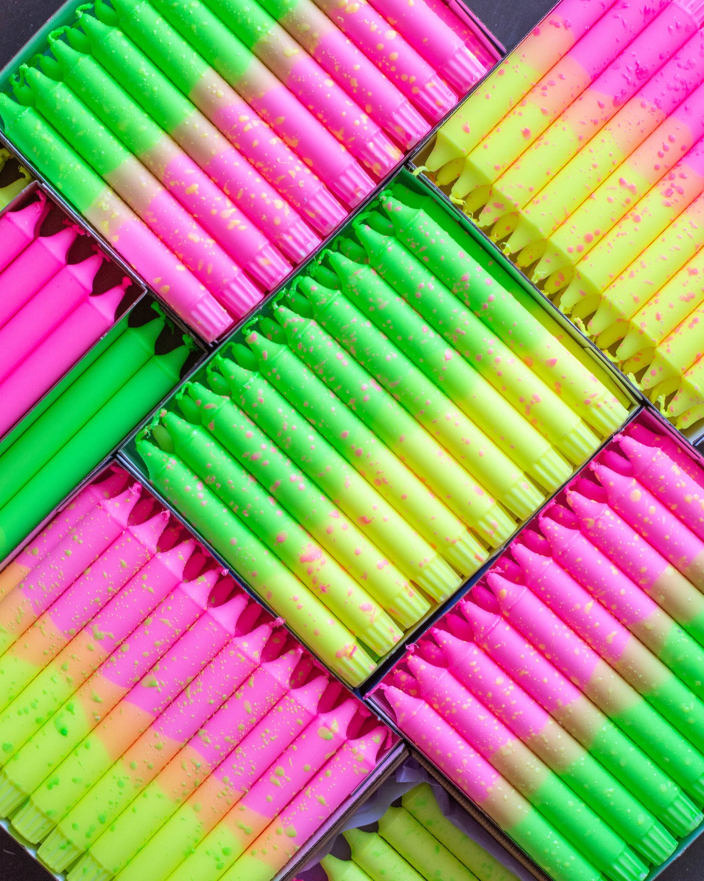 Taper candles- neon colours mix