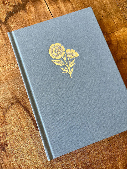 Foil Stamped Linen Journal: Denim Blue