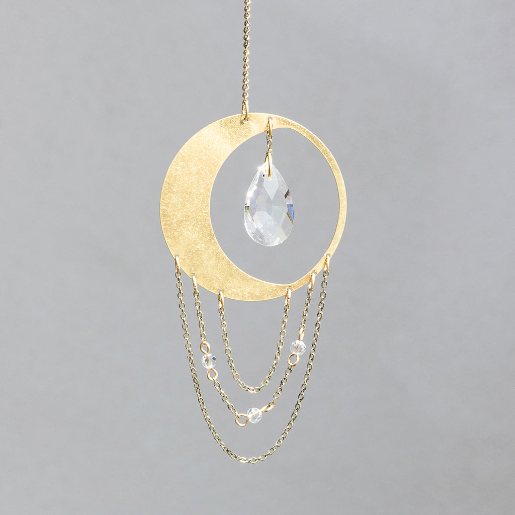Mini Brass Suncatcher - Crescent Moon