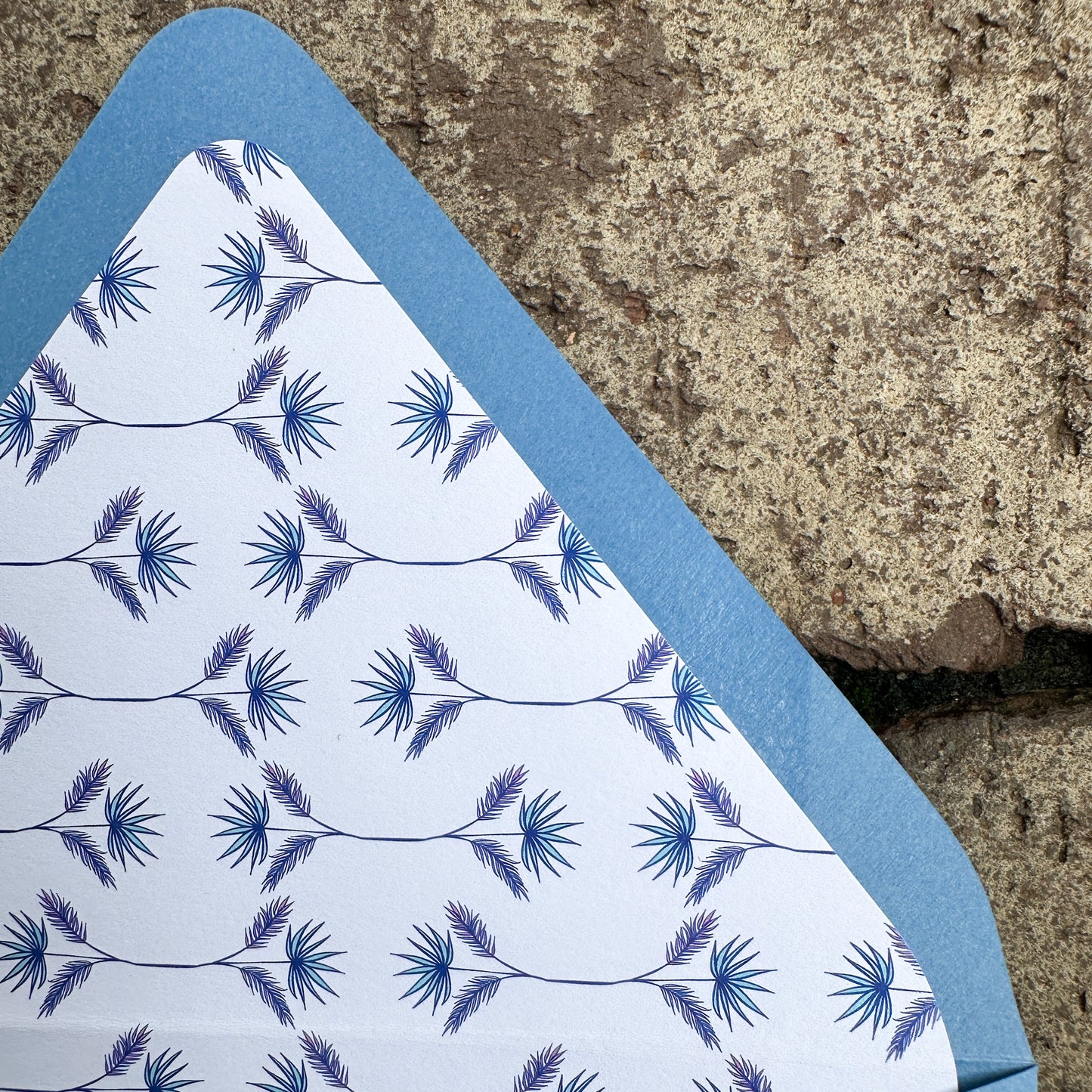 Personalized Stationery - Palm Resort - Dusy Blue and Grape