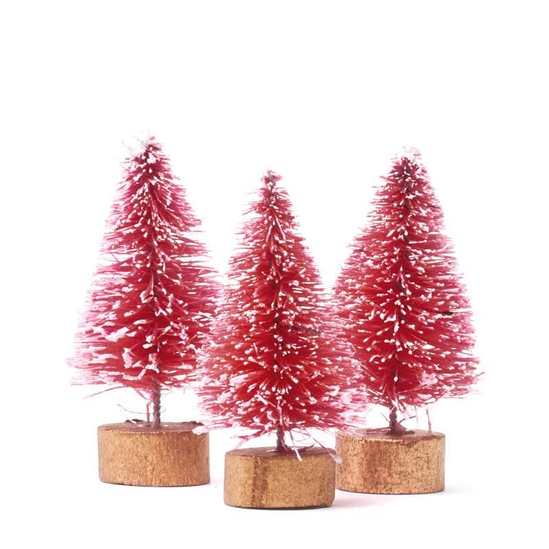 1-1/2" Mini Pink Bottle Brush Trees (Pack of 3)