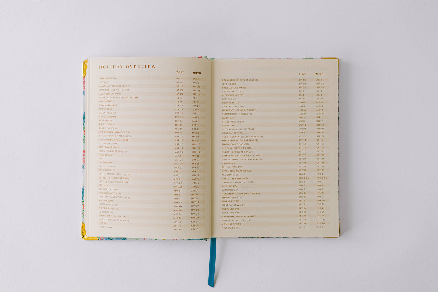 2026 Birds and Bows 17-Month Medium Bound Planner