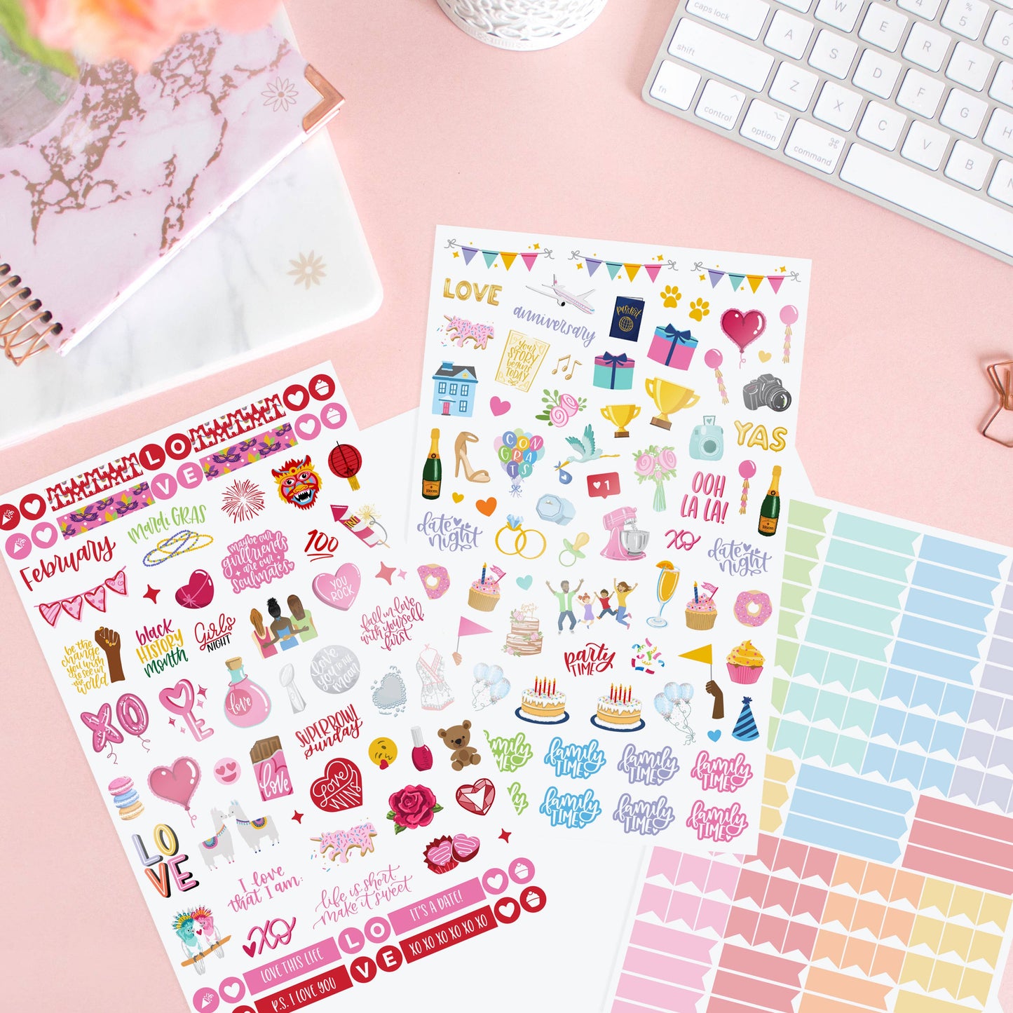 Planner Sticker Pack, 14 Page Monthly Celebrations