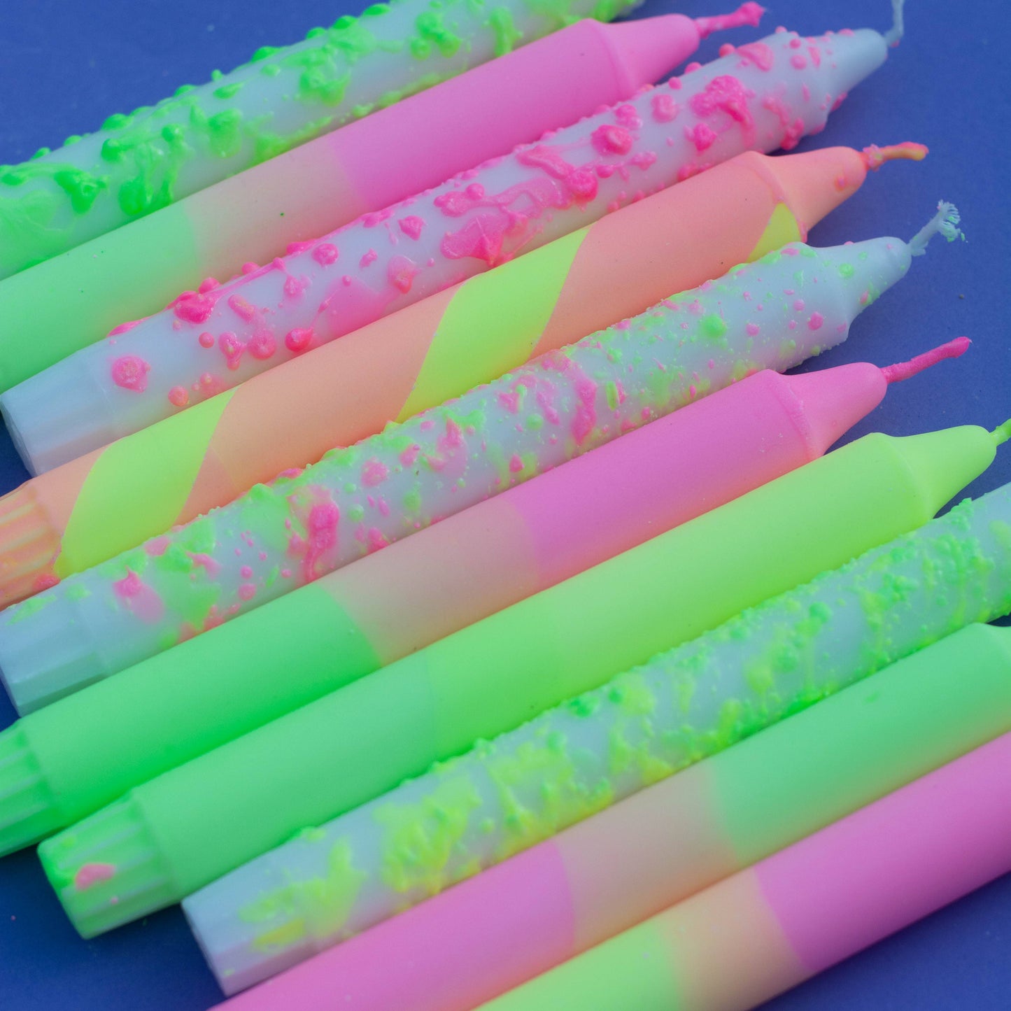 Taper candles- neon colours mix