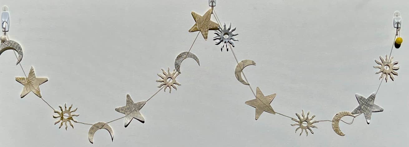5ft Paper Garlands, sun moon star metallic
