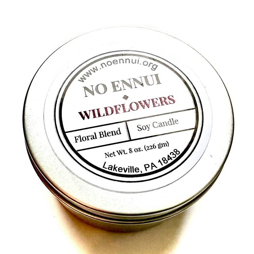 "Wildflowers" Botanical Soy Candle with flowers: 4 oz.