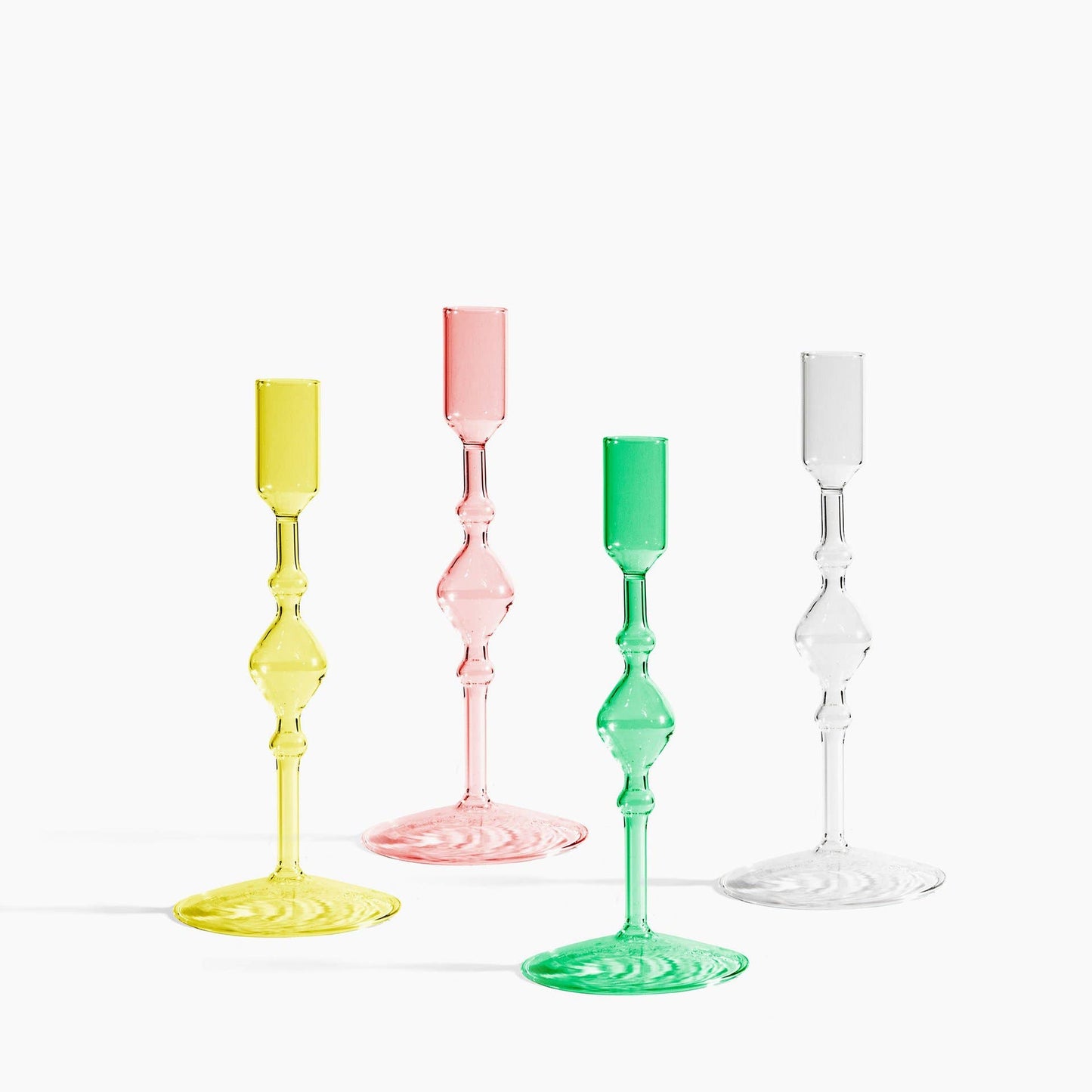 Glass Candlestick Holder in Tall: Clear