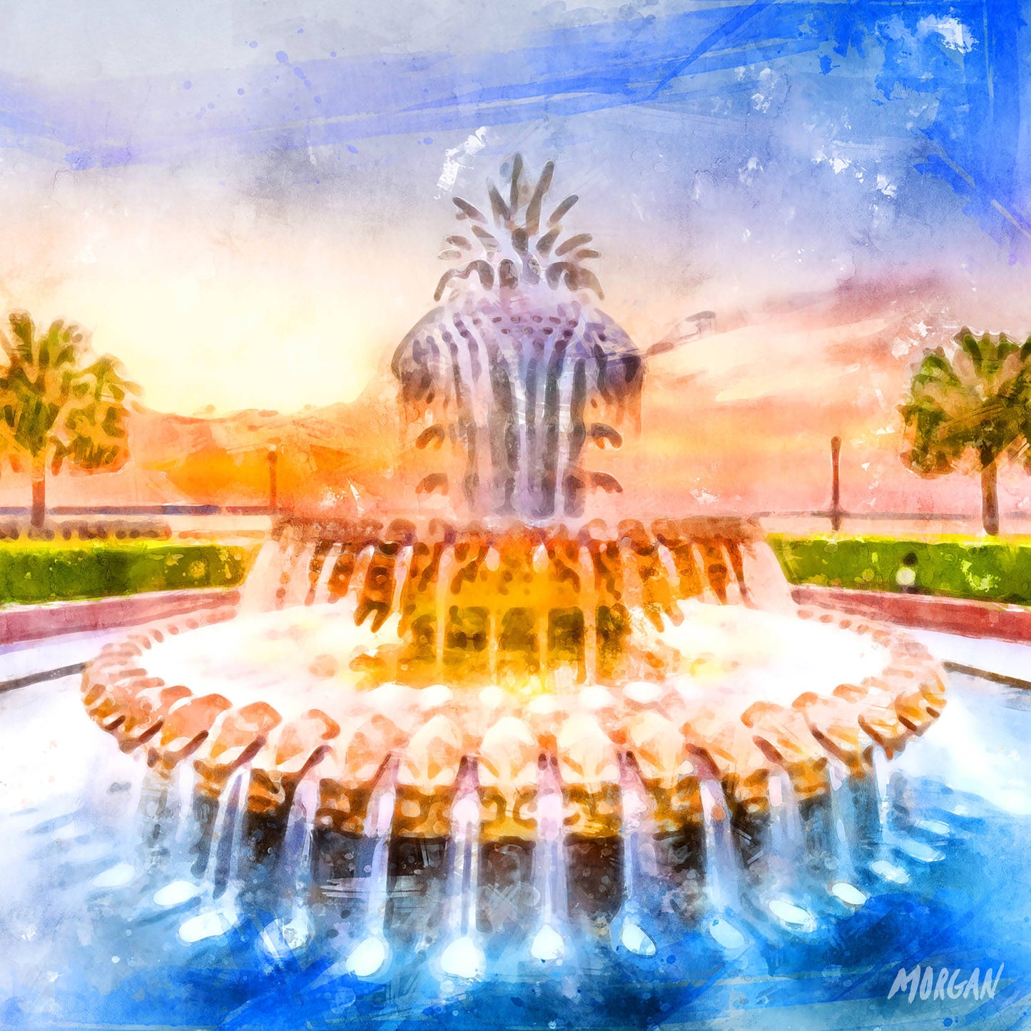 Pineapple Fountain Blank Card