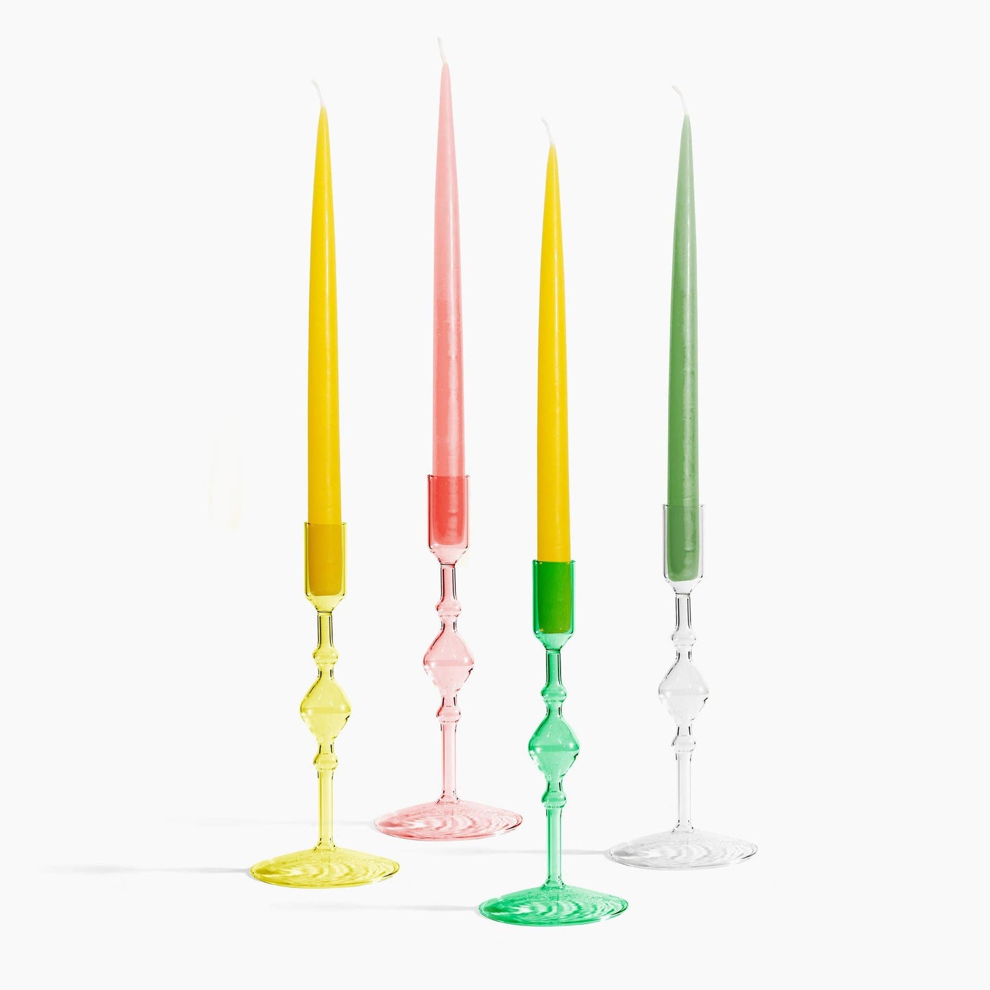 Glass Candlestick Holder in Tall: Clear
