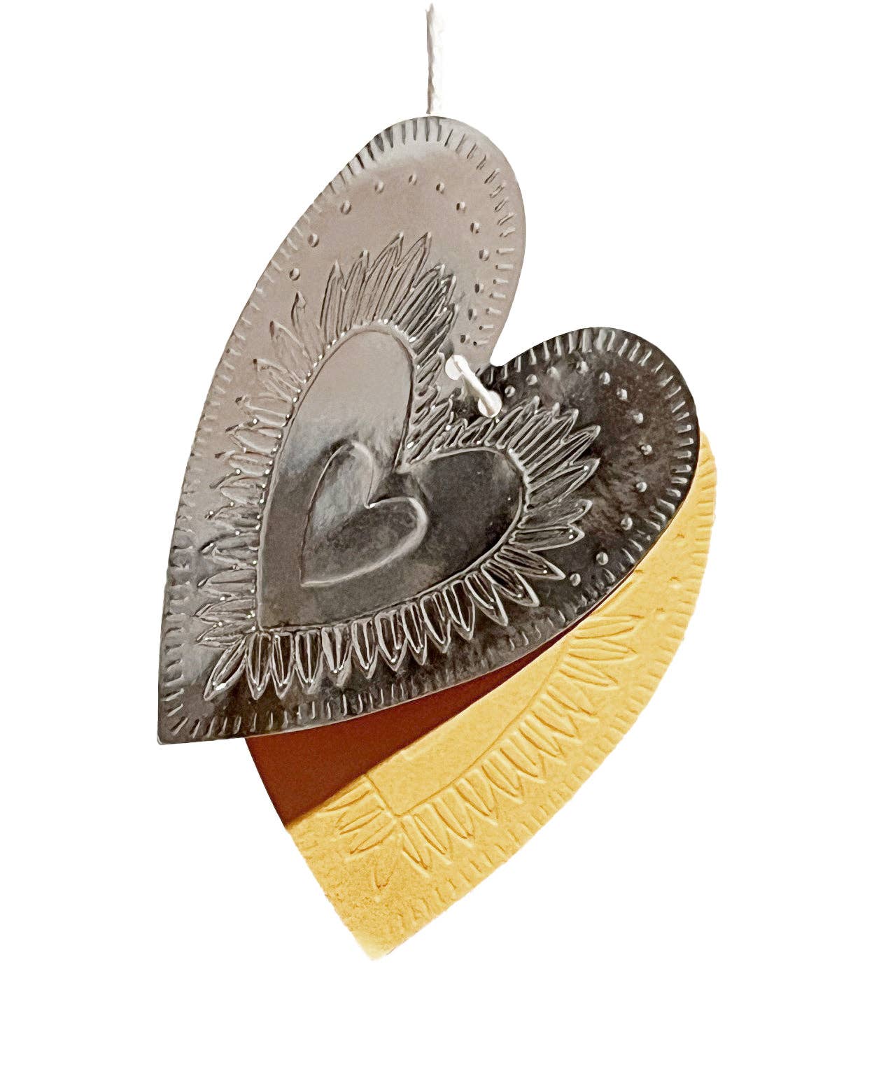 Faux-Tin Heart Bunting - reversible - orange