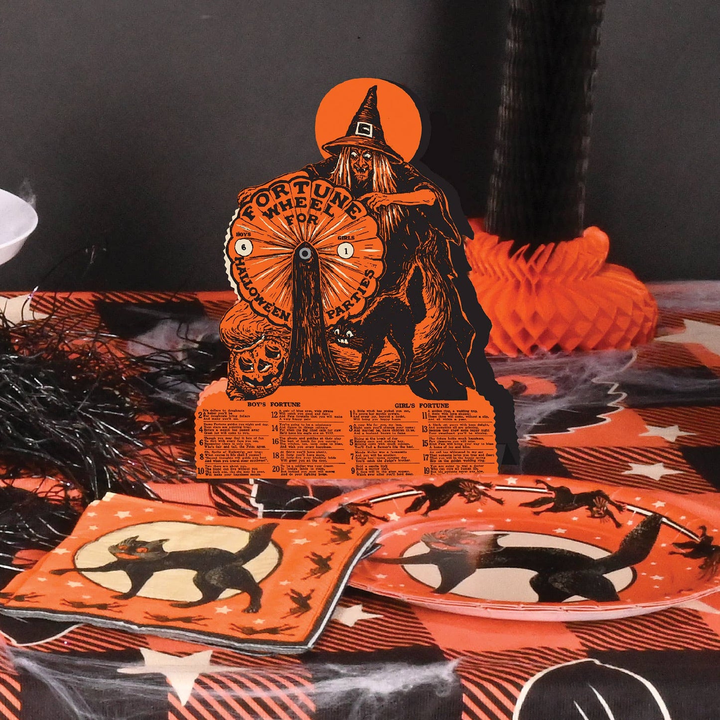 Vintage Halloween Witch Fortune Wheel Game 9¼" x 6¾"