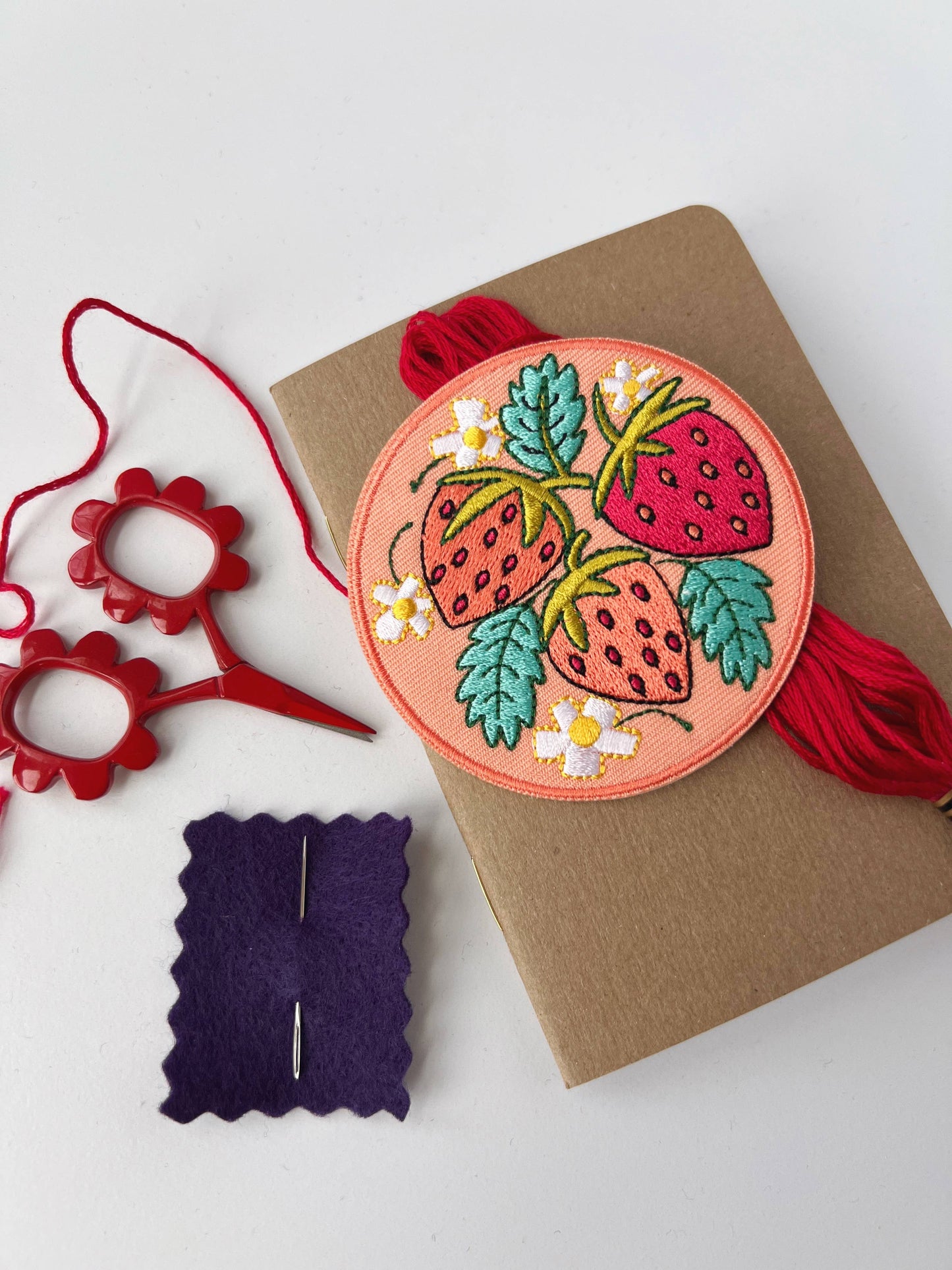 Strawberries Embroidery Sticker Patch