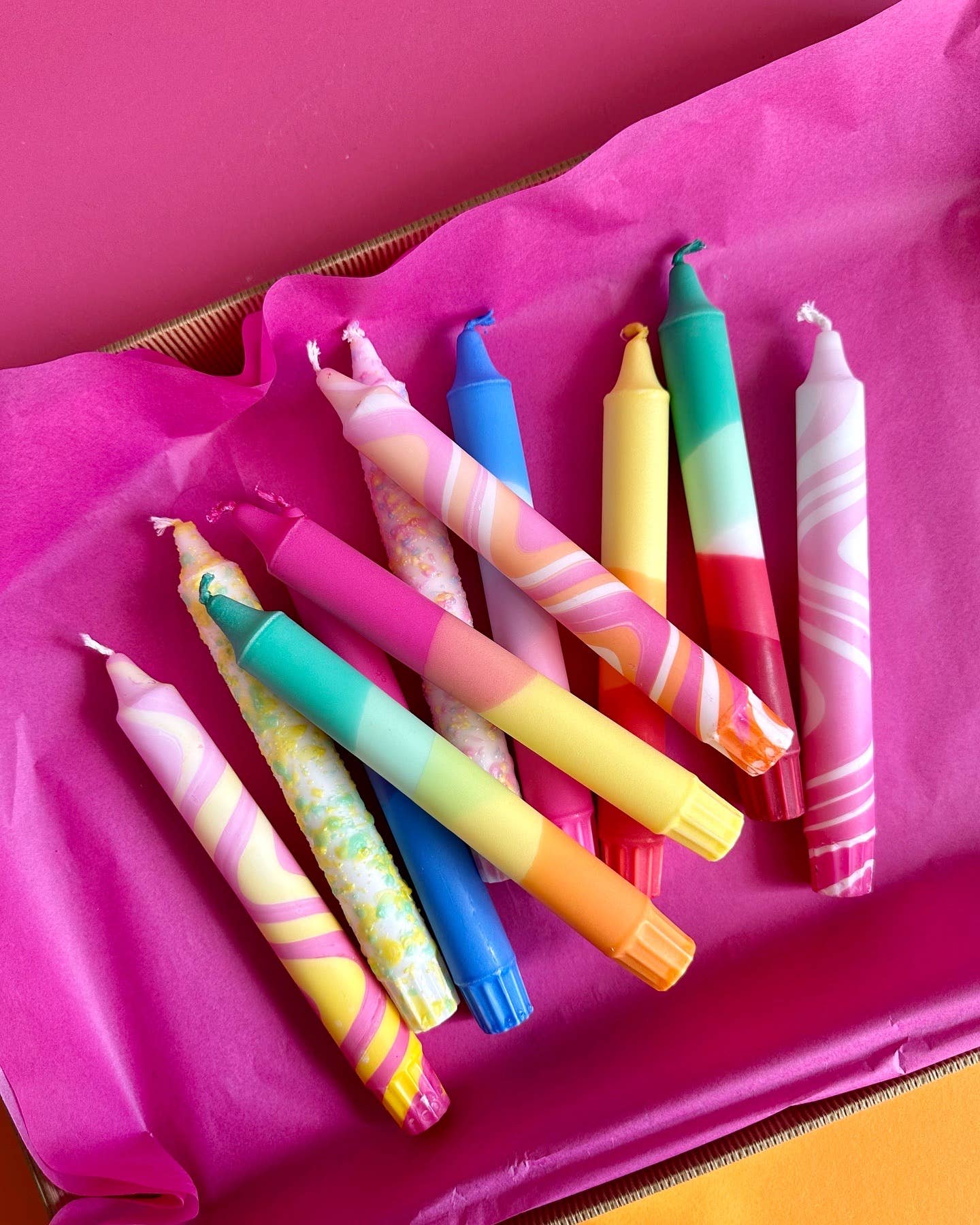Taper candles- Summer vibes / Pink & Blue