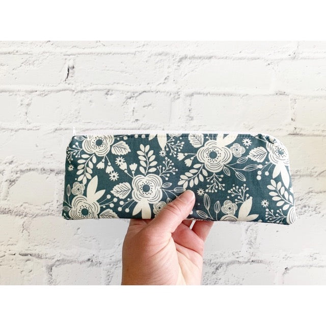 Blue Floral Pencil Pouch