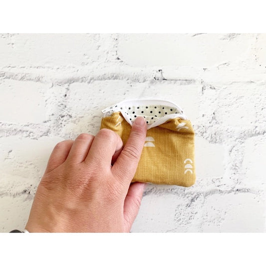 Yellow Geo Fabric Coin Pouch