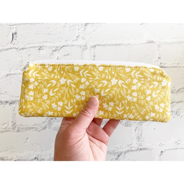 Yellow Floral Pencil Pouch