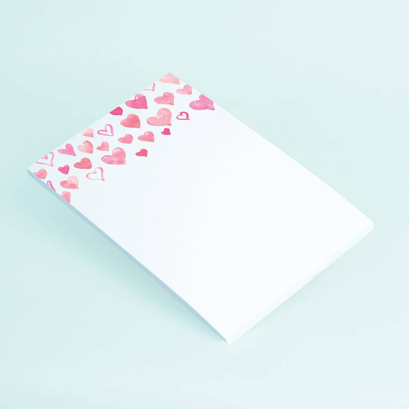 Pink Watercolor Hearts Notepad