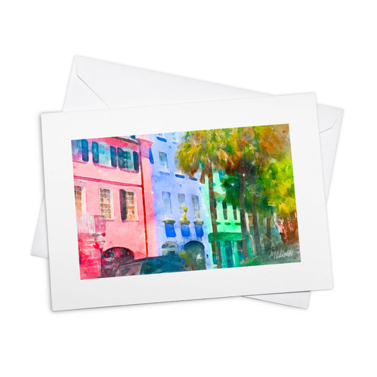 Rainbow Row Blank Card